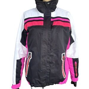 1990s Killtec Pink, Red Black & White Insulation Ski Jacket women’s size Medium